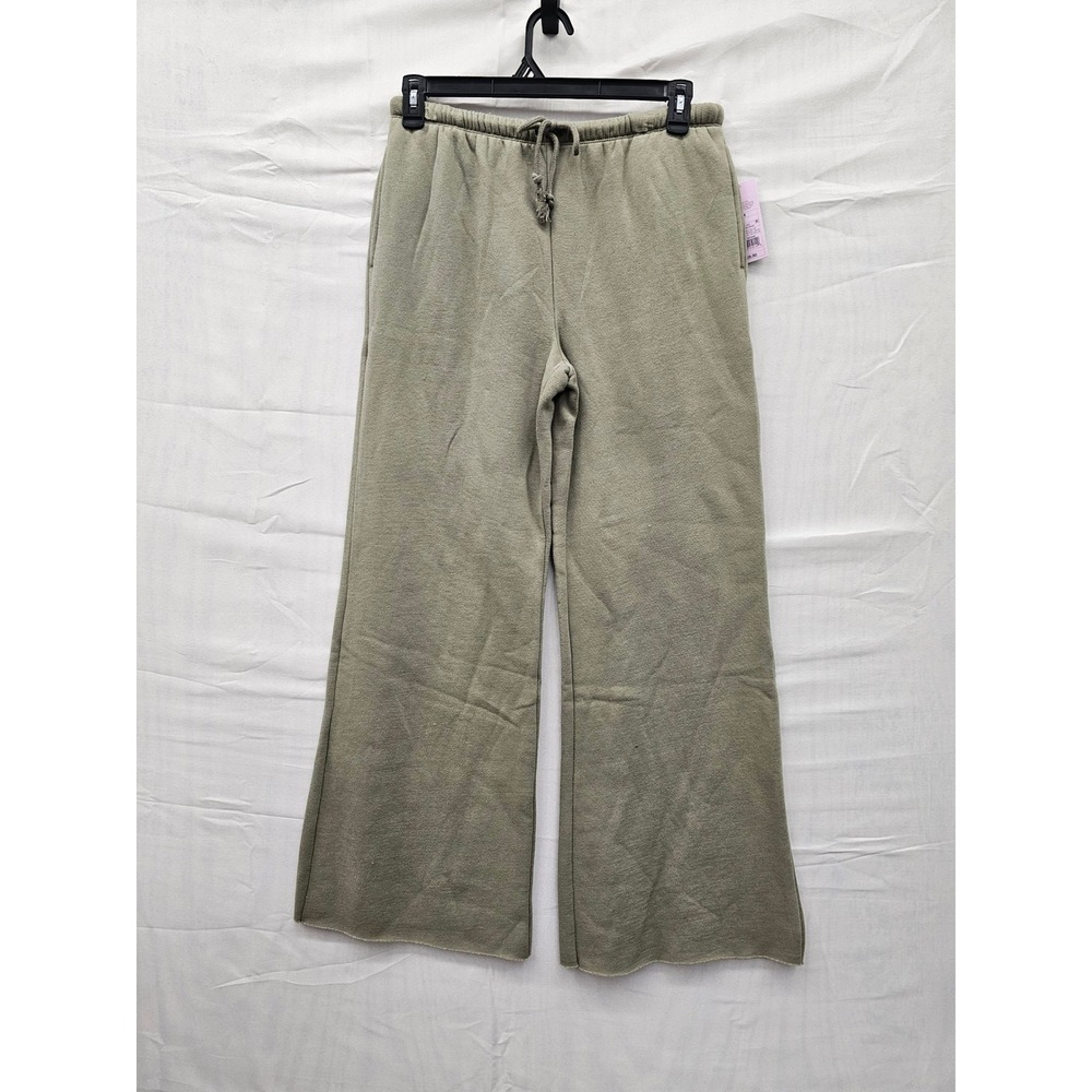 Wild Fable Womens Wide Leg Sweatpants Oregano Tan Green Raw Hem Medium 331112633
